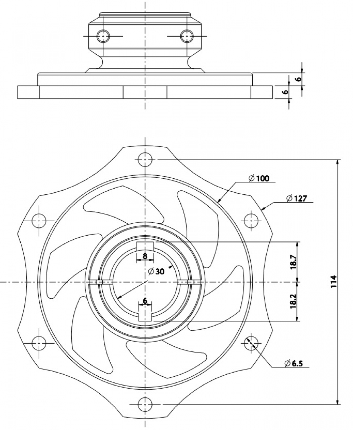 30mm Bremsscheibenaufnahme Kart